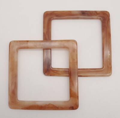 Angel Çanta Aksesuar Kare Akrilik Sütlü Kahve Renk Mermer Desen Çanta Sapı - 1