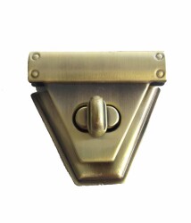 Angel Çanta Aksesuar Açık Antik Renk Üçgen Kilit Kancalı 4.5X5 Cm - Angel Çanta Aksesuar