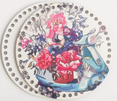 Angel Çanta Aksesuar Ahşap 20 Cm Çapında Resimli Plaka Arkalıklı B Serisi No4 - 1