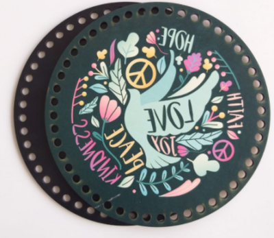 Angel Çanta Aksesuar Ahşap 20 Cm Çapında Resimli Plaka Arkalıklı F Serisi No:4 - 1