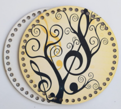 Angel Çanta Aksesuar Ahşap 20 Cm Çapında Resimli Plaka Arkalıklı F Serisi No:6 - 1