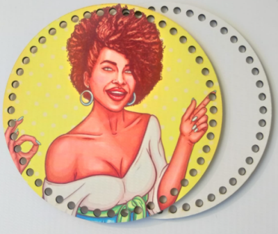 Angel Çanta Aksesuar Ahşap 20 Cm Çapında Resimli Plaka Arkalıklı X Serisi No6 - 1