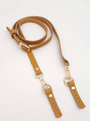 Angel Çanta Aksesuar 130x1.5 cm Açık Taba Gerçek Deri Light Gold Tokalı Çanta Sapı - 2