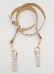 Angel Çanta Aksesuar 130X1.5 cm Bej Gerçek Deri Light Gold Tokalı Çanta Sapı - Angel Çanta Aksesuar