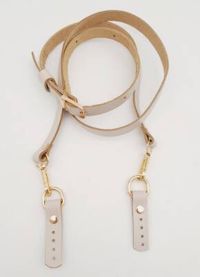 Angel Çanta Aksesuar 130X1.5 cm Bej Gerçek Deri Light Gold Tokalı Çanta Sapı - 1