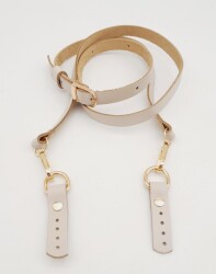 Angel Çanta Aksesuar 130X1.5 cm Bej Gerçek Deri Light Gold Tokalı Çanta Sapı - 2