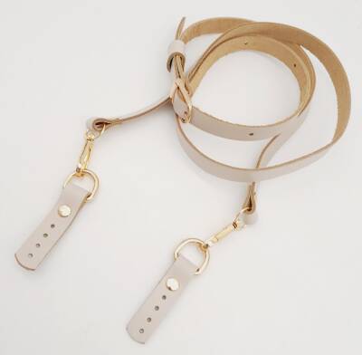 Angel Çanta Aksesuar 130X1.5 cm Bej Gerçek Deri Light Gold Tokalı Çanta Sapı - 3