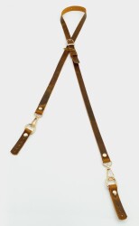 Angel Çanta Aksesuar 130x1.5 cm Crazy Oil Hardal Gerçek Deri Light Gold Tokalı Çanta Sapı - Angel Çanta Aksesuar