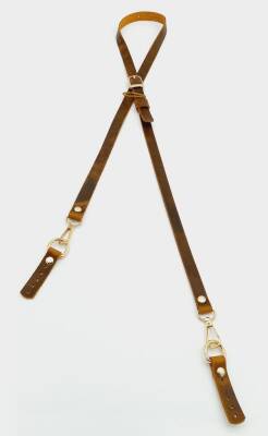 Angel Çanta Aksesuar 130x1.5 cm Crazy Oil Hardal Gerçek Deri Light Gold Tokalı Çanta Sapı - 1