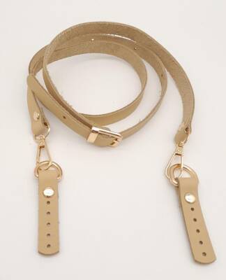 Angel Çanta Aksesuar 130x1.5 cm Ham Doğal Gerçek Deri Light Gold Tokalı Çanta Sapı - 1