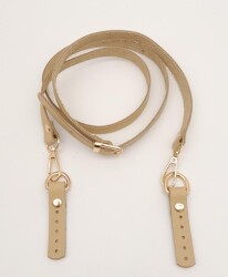 Angel Çanta Aksesuar 130x1.5 cm Ham Doğal Gerçek Deri Light Gold Tokalı Çanta Sapı - 3