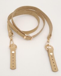 Angel Çanta Aksesuar 130x1.5 cm Ham Doğal Gerçek Deri Light Gold Tokalı Çanta Sapı - Angel Çanta Aksesuar