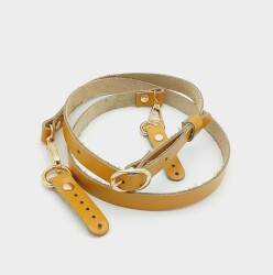 Angel Çanta Aksesuar 130x1.5 cm Hardal Gerçek Deri Light Gold Tokalı Çanta Sapı - Angel Çanta Aksesuar