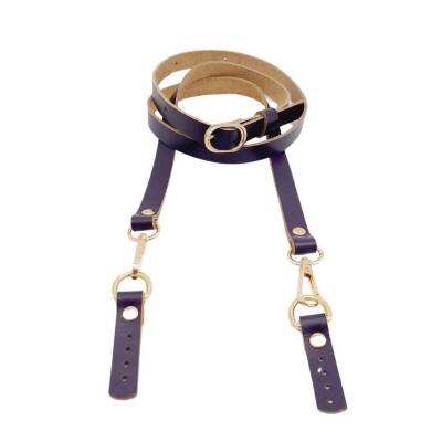 Angel Çanta Aksesuar 130x1.5 cm Mor Renk Gerçek Deri Light Gold Tokalı Çanta Sapı - 2