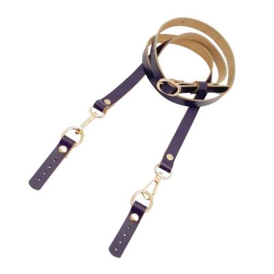 Angel Çanta Aksesuar 130x1.5 cm Mor Renk Gerçek Deri Light Gold Tokalı Çanta Sapı - 3