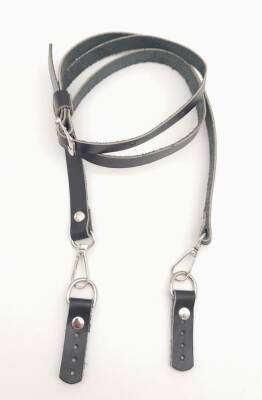 Angel Çanta Aksesuar 130x1.5 cm Siyah Gerçek Deri Gümüş Tokalı Çanta Sapı - 1