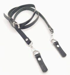 Angel Çanta Aksesuar 130x1.5 cm Siyah Gerçek Deri Gümüş Tokalı Çanta Sapı - 2