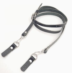 Angel Çanta Aksesuar 130x1.5 cm Siyah Gerçek Deri Gümüş Tokalı Çanta Sapı - 3