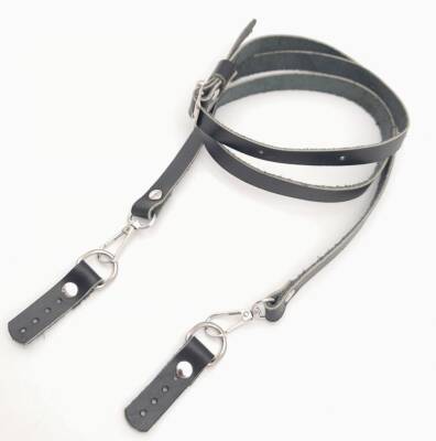 Angel Çanta Aksesuar 130x1.5 cm Siyah Gerçek Deri Gümüş Tokalı Çanta Sapı - 3