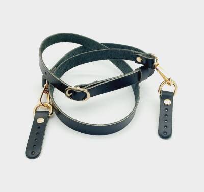 Angel Çanta Aksesuar 130x1.5 cm Siyah Gerçek Deri Light Gold Tokalı Çanta Sapı - 1