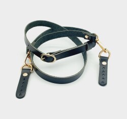 Angel Çanta Aksesuar 130x1.5 cm Siyah Gerçek Deri Light Gold Tokalı Çanta Sapı - Angel Çanta Aksesuar