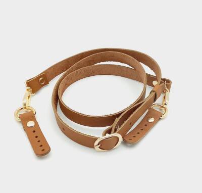 Angel Çanta Aksesuar 130x1.5 cm Taba Gerçek Deri Light Gold Tokalı Çanta Sapı - 1