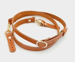 Angel Çanta Aksesuar 130x1.5 cm Taba-Turuncu Gerçek Deri Light Gold Tokalı Çanta Sapı - Angel Çanta Aksesuar