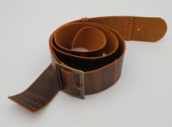 Angel Çanta Aksesuar Gerçek Deri 130x5 cm Ayarlanabilir Çanta Sapı Crazy Oil Hardal Sarı Antik Metalli - 2