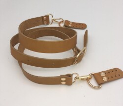 Angel Çanta Aksesuar Gerçek Deri Ayarlı Uzun Sap 2.3X130 Açık Taba Light Gold Metal - 1