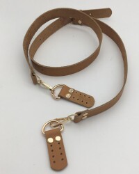 Angel Çanta Aksesuar Gerçek Deri Ayarlı Uzun Sap 2.3X130 Açık Taba Light Gold Metal - 2