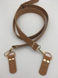 Angel Çanta Aksesuar Gerçek Deri Ayarlı Uzun Sap 2.3X130 Açık Taba Light Gold Metal - 3