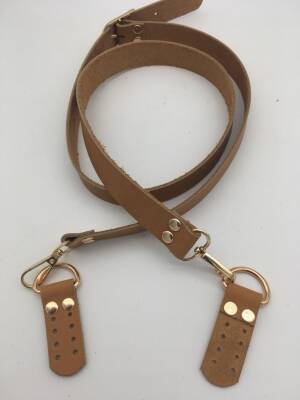 Angel Çanta Aksesuar Gerçek Deri Ayarlı Uzun Sap 2.3X130 Açık Taba Light Gold Metal - 3