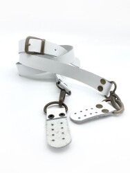 Angel Çanta Aksesuar Gerçek Deri Ayarlı Uzun Sap 2.3X130 Beyaz Antik Metal - Angel Çanta Aksesuar