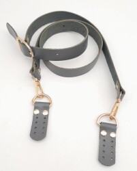 Angel Çanta Aksesuar Gerçek Deri Ayarlı Uzun Sap 2.3X130 Gri Light Gold Metalli - 2