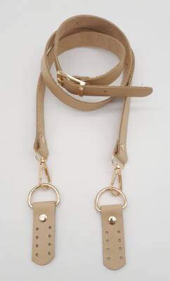 Angel Çanta Aksesuar Gerçek Deri Ayarlı Uzun Sap 2.3X130 Ham Doğal Renk Light Gold Metalli - 1