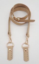 Angel Çanta Aksesuar Gerçek Deri Ayarlı Uzun Sap 2.3X130 Ham Doğal Renk Light Gold Metalli - Angel Çanta Aksesuar