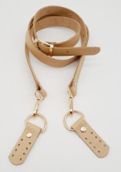 Angel Çanta Aksesuar Gerçek Deri Ayarlı Uzun Sap 2.3X130 Ham Doğal Renk Light Gold Metalli - 2