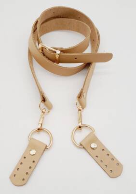 Angel Çanta Aksesuar Gerçek Deri Ayarlı Uzun Sap 2.3X130 Ham Doğal Renk Light Gold Metalli - 2