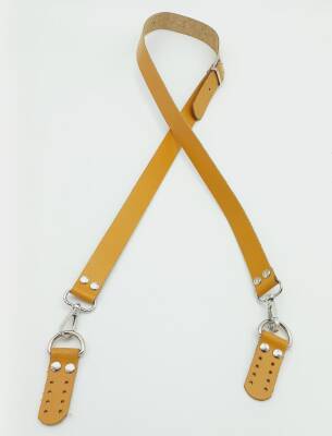 Angel Çanta Aksesuar Gerçek Deri Ayarlı Uzun Sap 2.3X130 Hardal Gümüş Metalli - 1