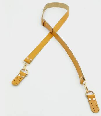 Angel Çanta Aksesuar Gerçek Deri Ayarlı Uzun Sap 2.3X130 Hardal Light Gold Metalli - 1