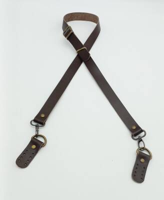 Angel Çanta Aksesuar Gerçek Deri Ayarlı Uzun Sap 2.3X130 Kahverengi Antik Metalli - 1