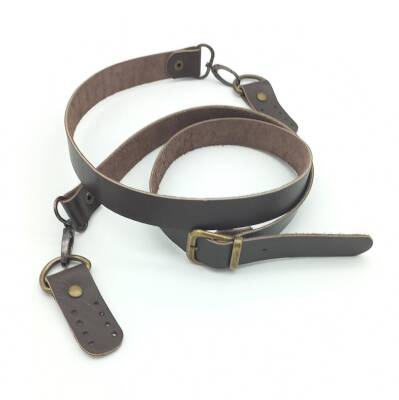 Angel Çanta Aksesuar Gerçek Deri Ayarlı Uzun Sap 2.3X130 Kahverengi Antik Metalli - 2