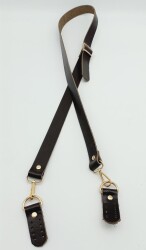 Angel Çanta Aksesuar Gerçek Deri Ayarlı Uzun Sap 2.3X130 Kahverengi Light Gold Metalli - Angel Çanta Aksesuar