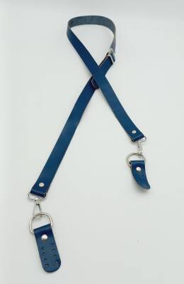 Angel Çanta Aksesuar Gerçek Deri Ayarlı Uzun Sap 2.3X130 Lacivert Gümüş Metalli - 1