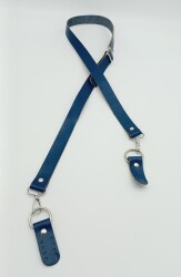 Angel Çanta Aksesuar Gerçek Deri Ayarlı Uzun Sap 2.3X130 Lacivert Gümüş Metalli - Angel Çanta Aksesuar