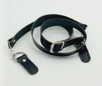 Angel Çanta Aksesuar Gerçek Deri Ayarlı Uzun Sap 2.3X130 Siyah Gümüş Metalli - 2