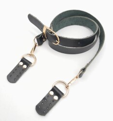 Angel Çanta Aksesuar Gerçek Deri Ayarlı Uzun Sap 2.3X130 Siyah Light Gold Metalli - 2