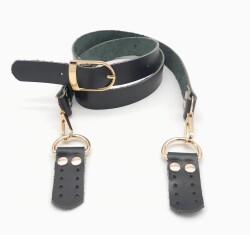 Angel Çanta Aksesuar Gerçek Deri Ayarlı Uzun Sap 2.3X130 Siyah Light Gold Metalli - 3