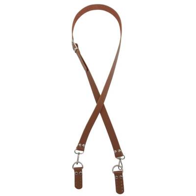 Angel Çanta Aksesuar Gerçek Deri Ayarlı Uzun Sap 2.3x130 Sütlü Kahve Gümüş Metalli - 2