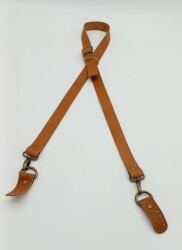 Angel Çanta Aksesuar Gerçek Deri Ayarlı Uzun Sap 2.3X130 Taba Antik Metalli - Angel Çanta Aksesuar